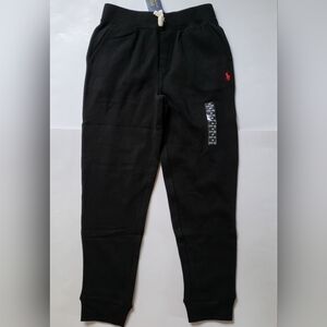 Polo Ralph Lauren fleece joggers Sweatpants Pony logo Big Boys Size 4 6 M Black